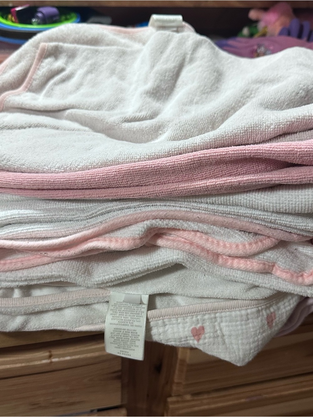Soft Pink and White Baby Bath Towel Set 9 total